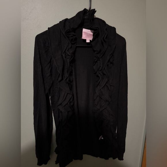 Romeo & Juliet Couture Open Front Ruffle Sweater Size L NWT M Black - Picture 4 of 7